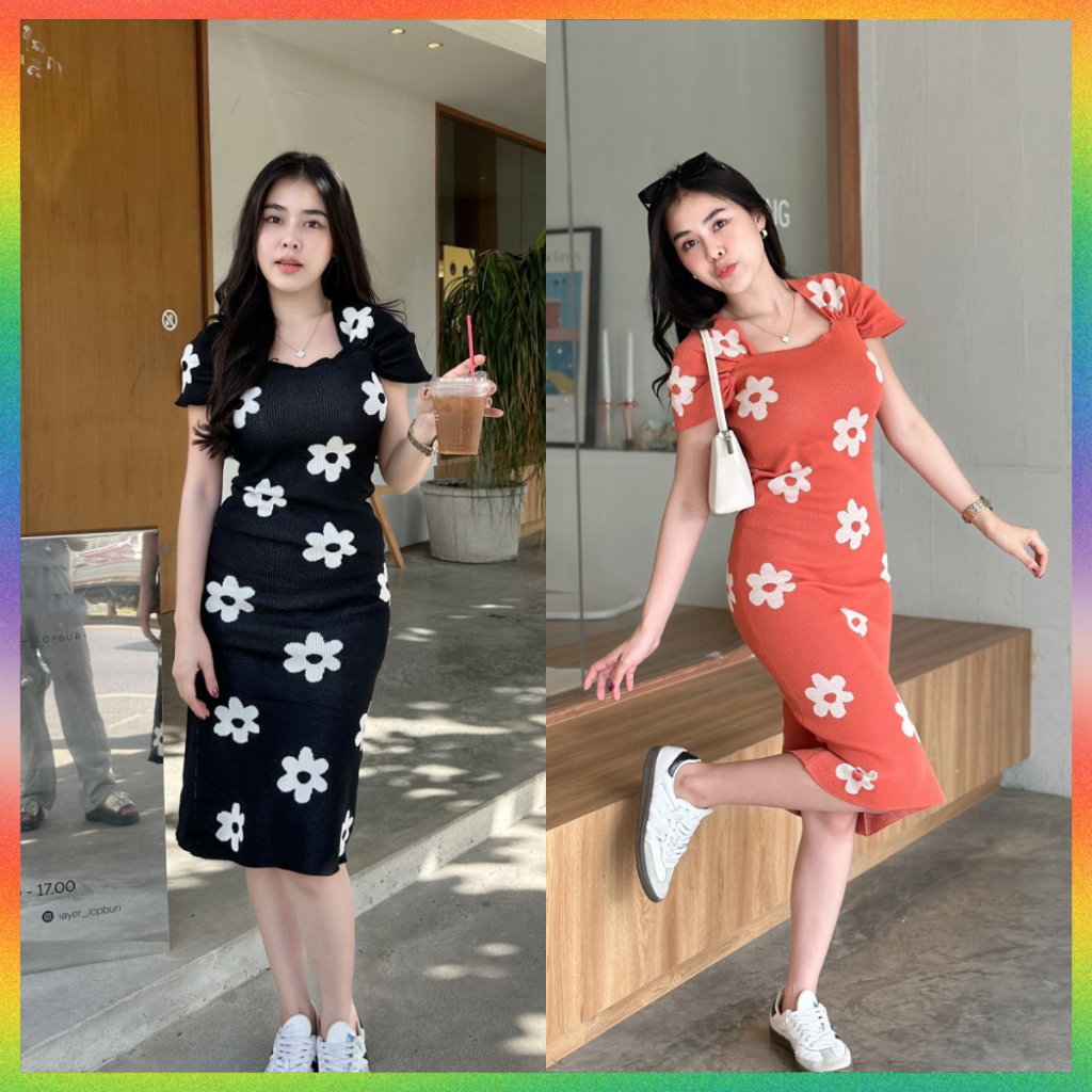 MesubShop แม๊กซี่เดรส ผ้าไหมพรม แต่งแขนตุ๊กตา ทอลายดอกไม้ ใส่ออกงานได้ ทรงคอเหลี่ยม พร้อมส่งทุกสี รุ่น โคมไฟ