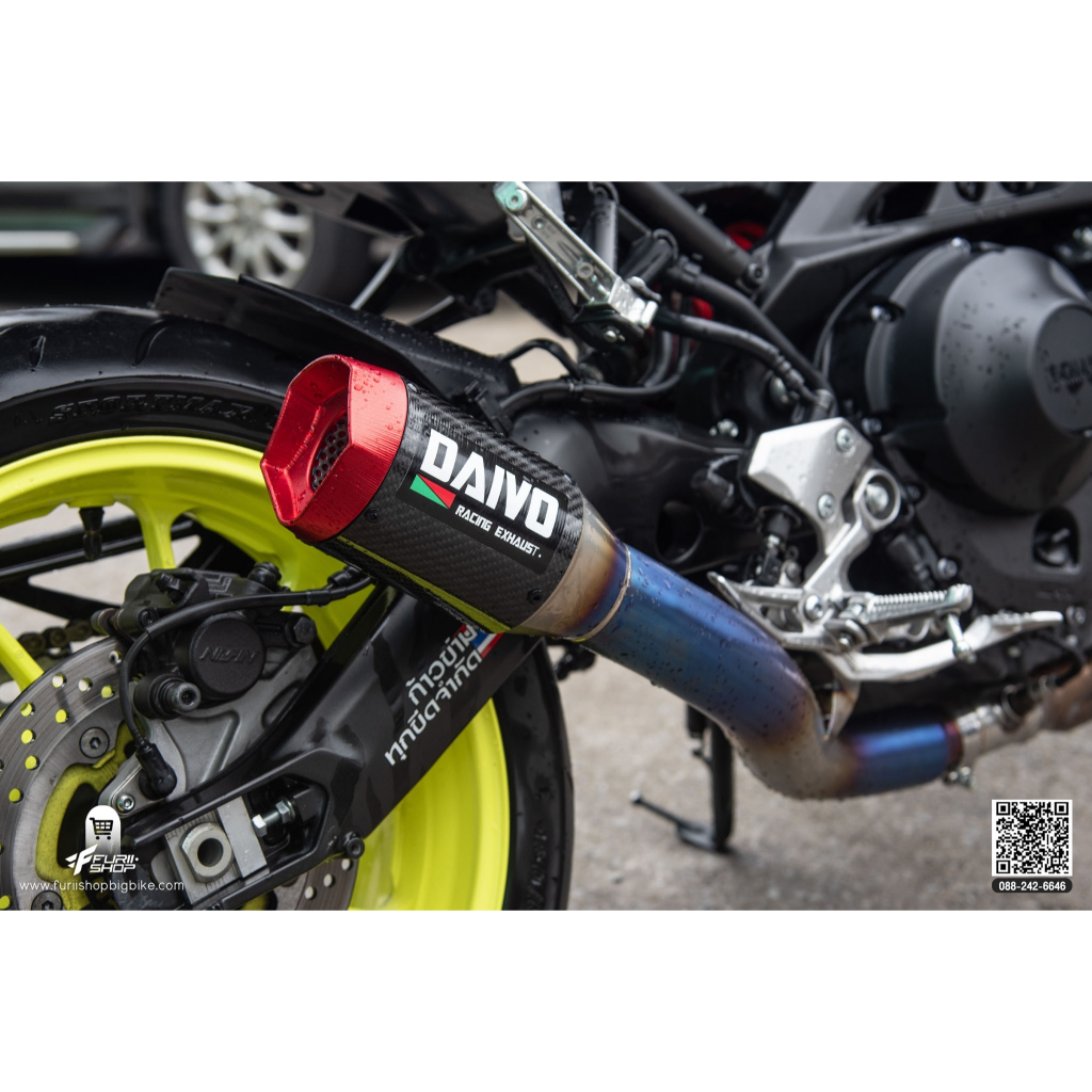 ท่อ DAIVO TITANIUM CQB1 สำหรับรถรุ่น KAWASAKI Z900 ปีรถ 2017 - 2020 ปากแดง ปากน้ำเงิน ปลายคาร์บอน