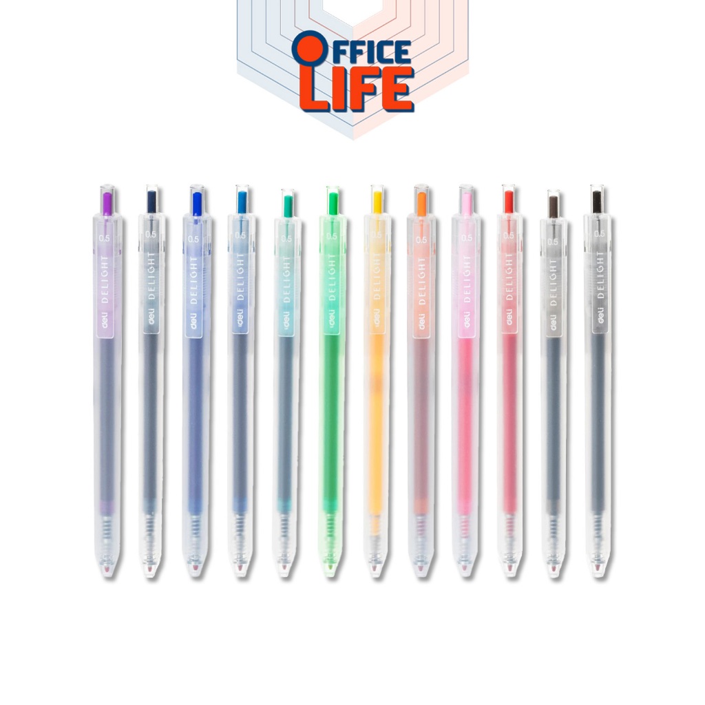 Deli (เดลิ) ปากกา ปากกาเจลสี ปากกาสีตามด้าม 12 สี Delight รุ่น G-118 ขนาดหัว 0.5mm ( 1 ด้าม / หมึกสีตามด้าม )