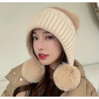 💛💛💛New พร้อมส่ง!!!💛💛💛หมวกกันหนาวไหมพรมประดับมุก มีปอมๆๆ สำหรับผู้หญิงฤดูหนาว หวานน่ารัก รุ่นใหม่ล่สุด *ร้านร่วมส่งด่วน*
