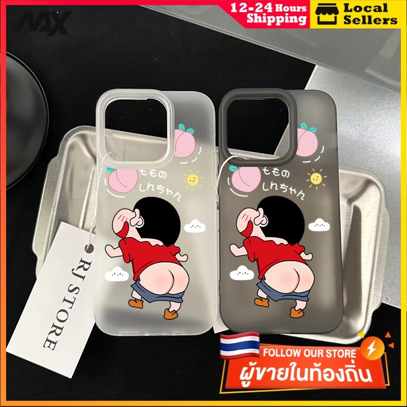 เคสโทรศัพท์มือถืออะคริลิคใส พีชเครยอนชินจังFor iPhone 11 13 15 เคส ไอโฟน12 14 ProMax 7 8Plus X XR XSMaxกันกระแทก ส่งจาก