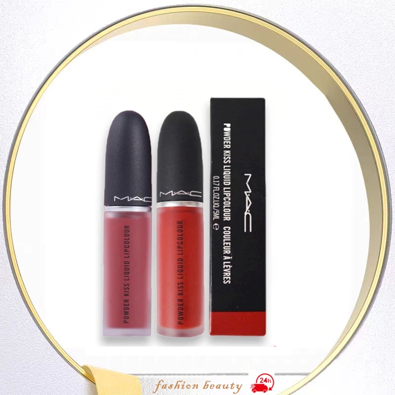 100%แท้Mac Powder Kiss Liquid Lipcolour 5ml #989mull It Over #991DEVOTED to Chili #997 #998