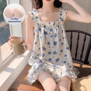 SLEEPWEAR FACTORY ชุดนอนผู้หญิง ชุดนอนแขนกุด ชุดนอนเซ็ต2ชิ้น 🍁 สไตล์น่ารัก ใส่ไปเที่ยวน่ารัก W021