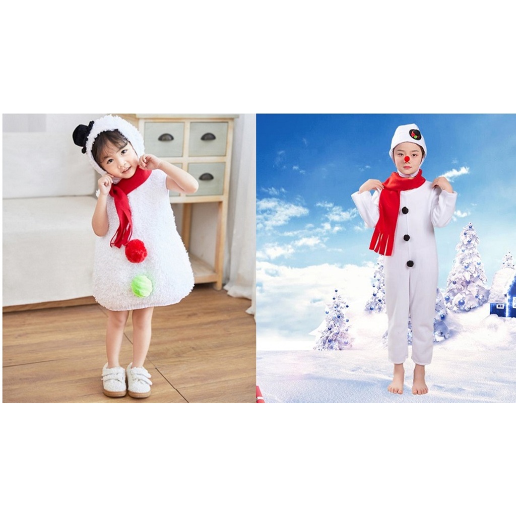 jqk ชุดตุ๊กตาหิมะ ชุดสโนว์แมน แฟชั่นน่ารักๆ (สีขาว) รุ่น MM032-MM065