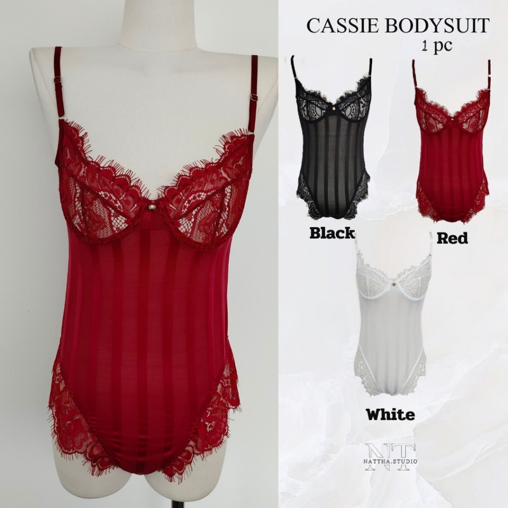 Nattha.Studio / Cassie Bodysuit ชุดบอดี้สูท ลูกไม้ผสมผ้าซีทรู