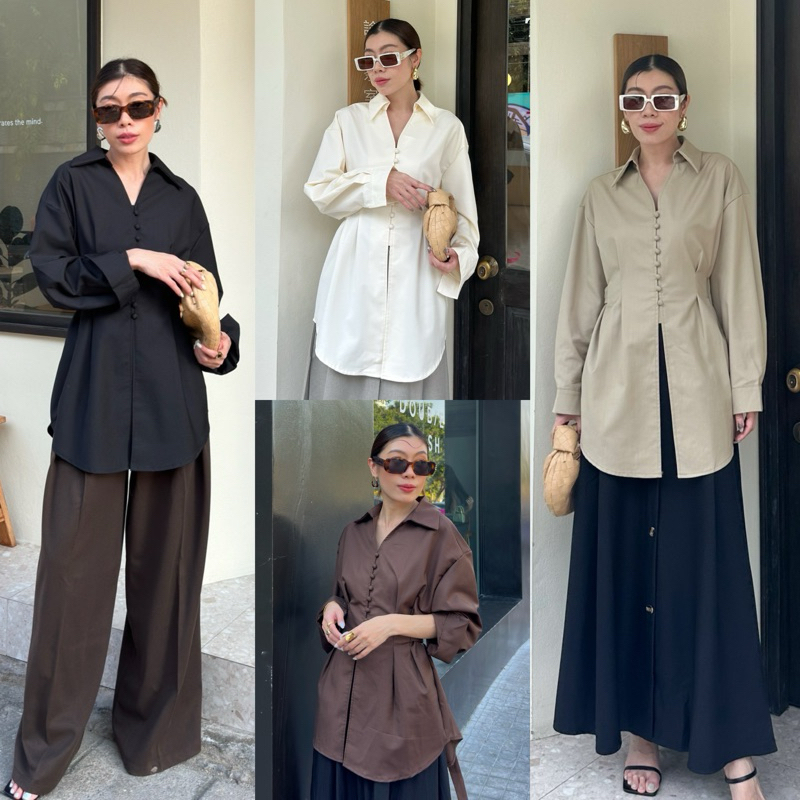 📌📌 พร้อมส่ง ครบสี #650 x2 OVERSIZE SHIRT DRESS เดรสเชิ้ตทรงโอเว่อร์ไซส์ เสื้อเชิ้ต แขนยาว คอปก