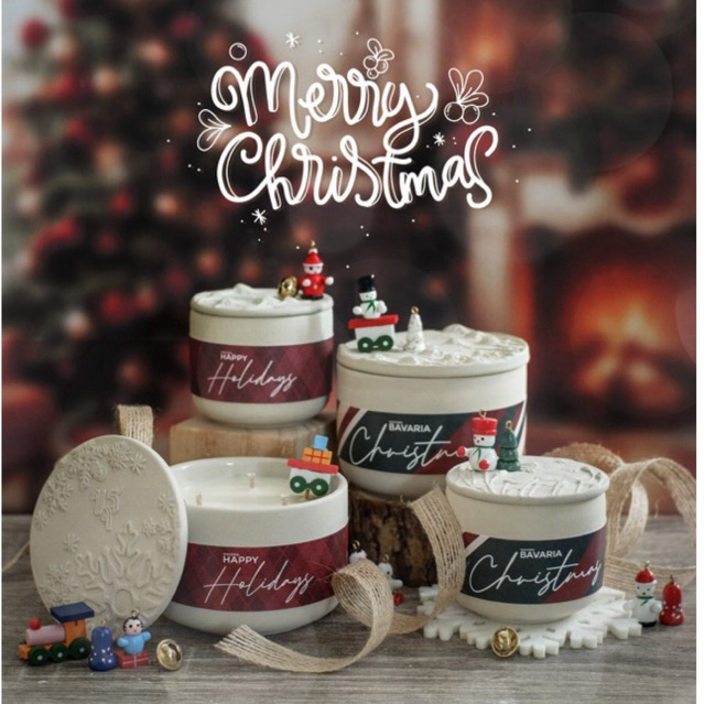 KAAJORN เทียนหอมเทศกาลคริสต์มาส Christmas candle 2024 บรรจุในคอนเทนเนอร์เซรามิก