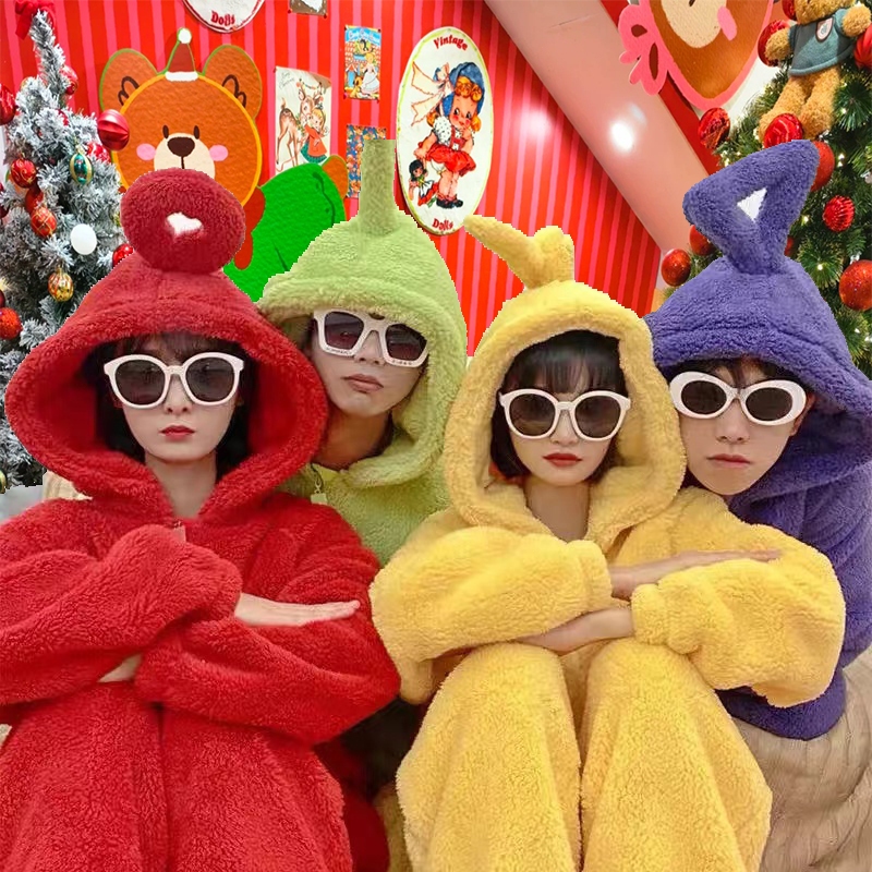 COD  Teletubbies ชุดนอนเสื้อกันหนาว ชุดนอน ชุดกันหนาว ชุดนอนน่ารักๆ ชุดเทเลทับบี้ ชุดมาสคอต ชุดนอนขน