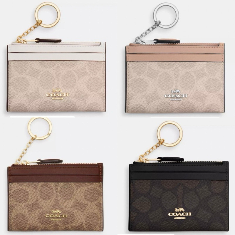 Coach MINI SKINNY ID CASE IN SIGNATURE CANVAS (พวงกุญแจ ใส่บัตร)