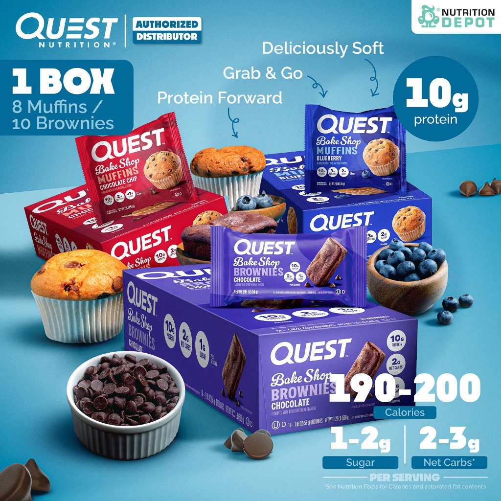 Quest Protein Bake Shop - โปรตีนเบเกอรี่ 1 Box ( Muffin 8 Pieces / Brownie 10 Pieces )