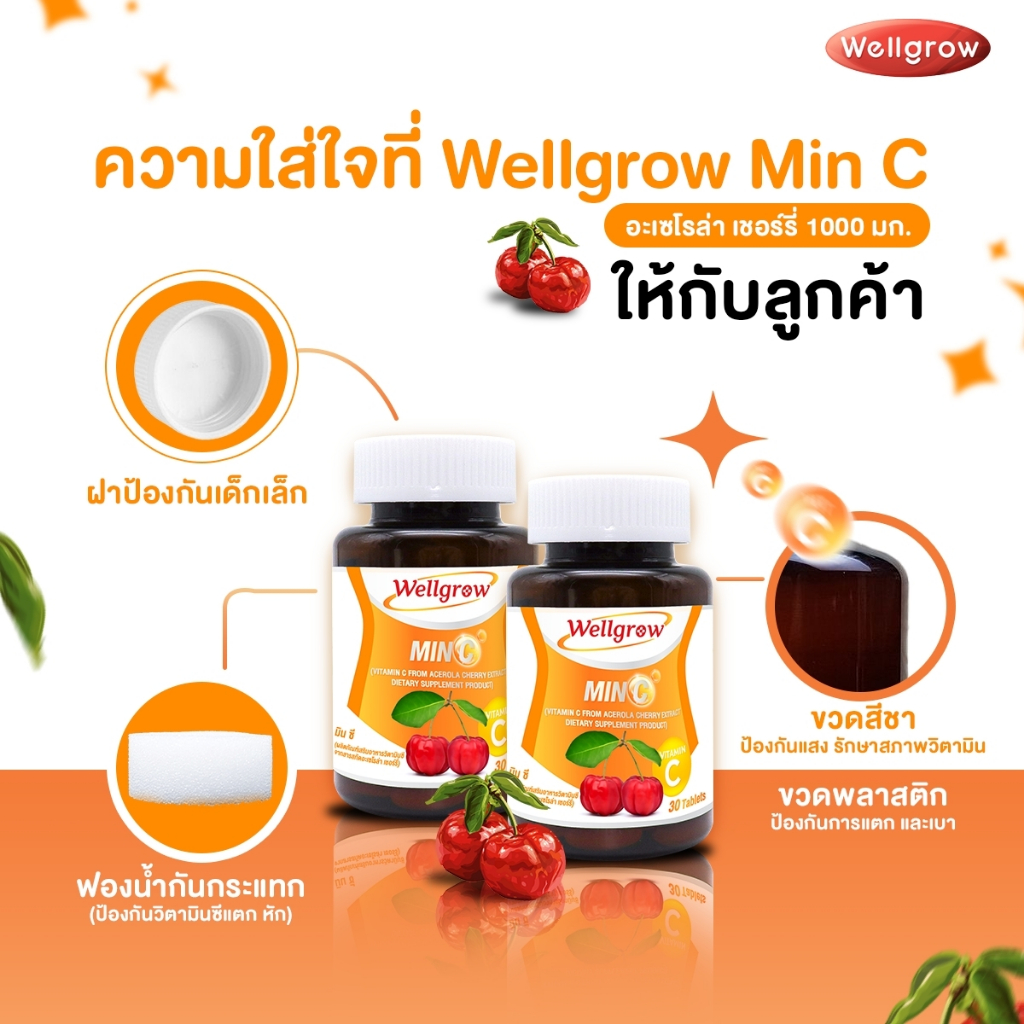 MIN C Wellgrow อะเซโรล่าเชอร์รี่ แท้ 100% 1 ขวด