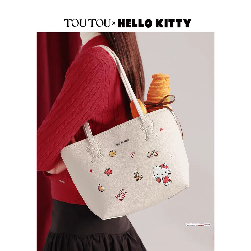 พร้อมส่ง💌 TOUTOU x Hello Kitty กระเป๋าสะพายไหล่ ทรง tote (ใช้โค้ดลด 30%) จากช็อปแท้💯