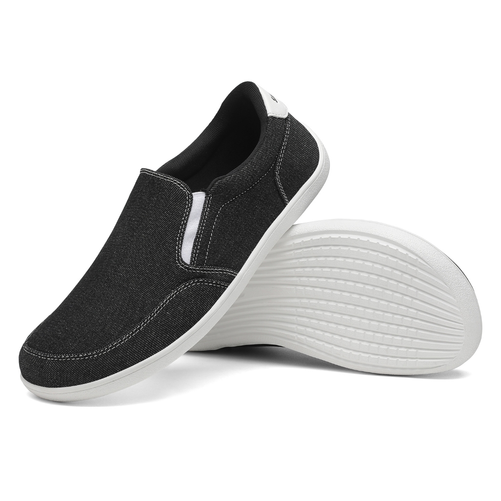 รองเท้า barefoot Saguaro หน้ากว้าง slip-on แบบลำลอง สไตล์มินิมอล Relax V สีดำ