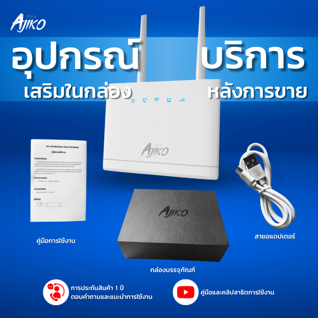 AJIKO RT1 เราเตอร์ใส่ซิม 4G 5G ตัวปล่อยสัญญาณWiFi 150Mbps รองรับซิมทุกเครือข่าย ซิมเทพ เสียบใช้เลย