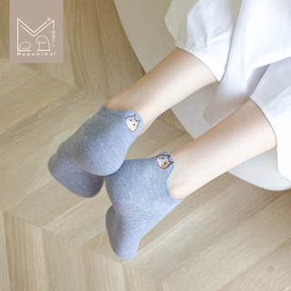 ถุงเท้าข้อสั้นลายแมว น่ารัก มินิมอล สีเอิร์ธโทน size 35-40 มีให้เลือก 10 สี [Meawnimal]