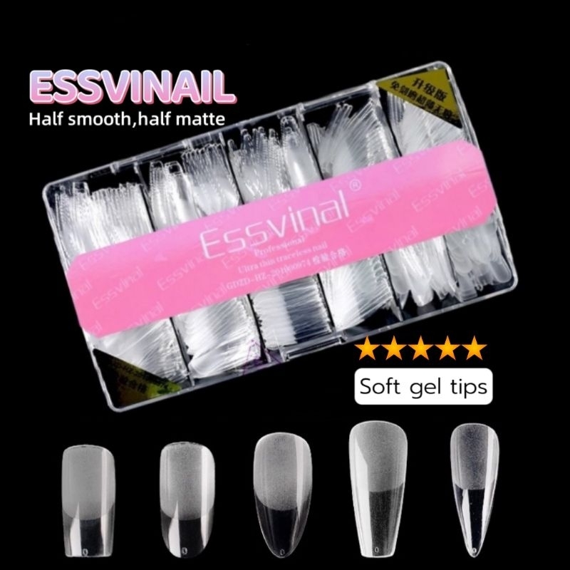 มีส่งด่วน ● ESSVINAIL ● Soft gel tips กึ่งแมท ไม่แตกง่าย