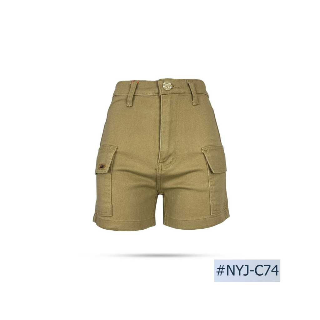 Niyom jeans รุ่น NYJ-C74 🤎กางเกงขาสั้นคาโก้ผู้หญิง  สีน้ำตาล   ผ้ายืดนิดหน่อย