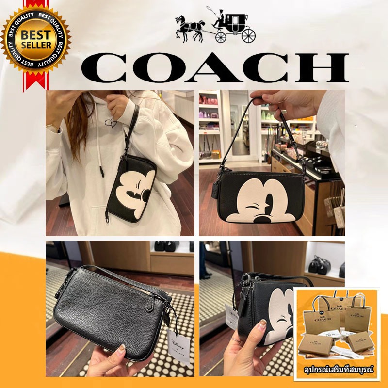 กระเป๋าผู้หญิง COACH แท้ Disney ความร่วมมือ Nolita 19 series กระเป๋าถือ Mickey CN506 กระเป๋าสะพายข้าง
