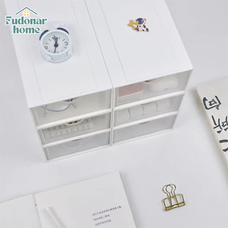 Fudonar กล่องลิ้นชัก วางซ้อนได้ แบบเลื่อนเข้า-ออก ต่อกันได้ เข้าล็อกกันไม่หลุด ฝาหน้าใสขุ่น