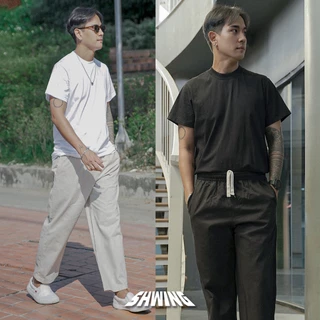 SHWING เสื้อคอฟิต 3.5 ซม. แขนลอย VINTAGE SHORT SLEEVE ผ้า Supersoft ใส่สบาย COTTON COMB 100%