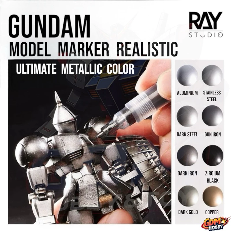 RAY STUDIO ปากกา Marker Premium Metal กันดั้มมาร์คเกอร์ ปากกามาร์คเกอร์สีเมทัลลิค สีกันพลา สีโมเดล