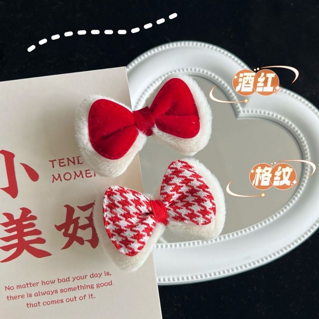 พร้อมส่ง ราคา/ชิ้น B076 กิ๊บติดผม โบว์แดง กิ๊บคริสต์มาส christmas เครื่องประดับผม