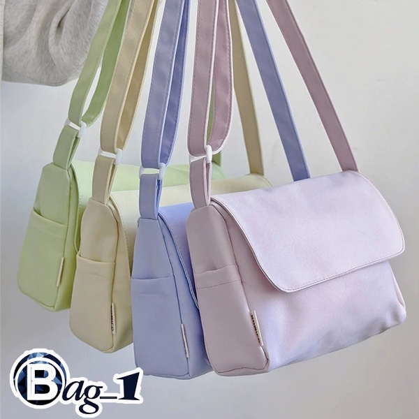 bag_1(BAG2197) กระเป๋าสะพายข้างผ้าไนล่อน มีฝาปิดด้านหน้า