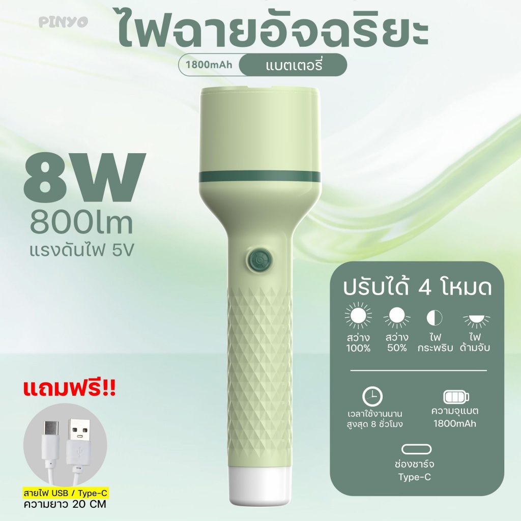 [YAGE] ไฟฉาย ไฟฉุกเฉิน LED สว่างมาก ชาร์จไฟในตัว พกพาสะดวก YG-SW03