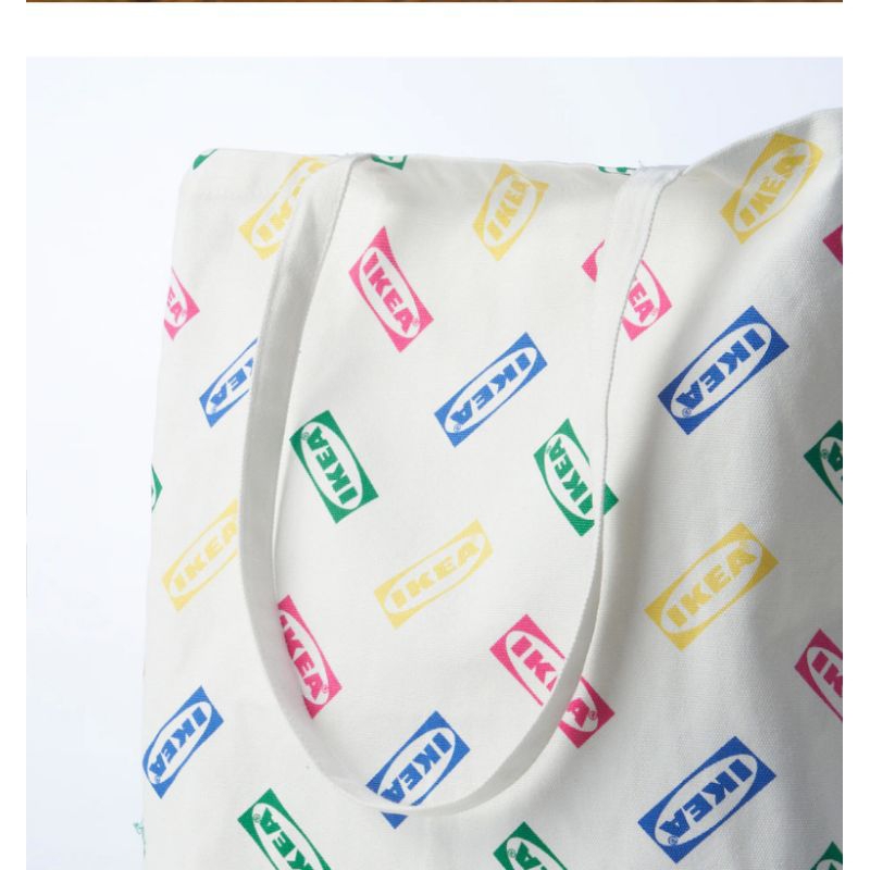 กระเป๋าผ้า IKEA อิเกีย อีเกีย สีดำ สีขาว AURITIEDE/ออเทียนเด 40x40 ซม. กระเป๋า shopping