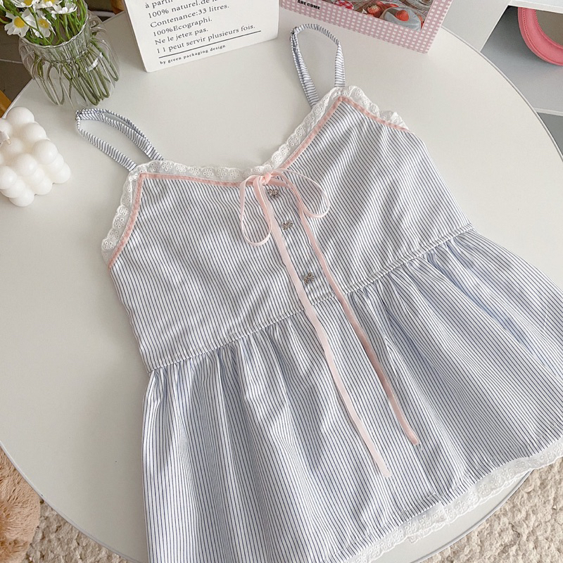 🧺🧸 ‎˗ˏˋ 𝑴𝒆𝒍𝒐𝒅𝒚 𝑻𝒐𝒑 | สายเดี่ยวผ่าหน้ามินิมอล🎧🩰