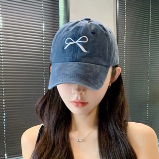 หมวกแก็ป (วินเทจ+ปักโบว์ ) หมวกเบสบอล หมวกเดินป่า