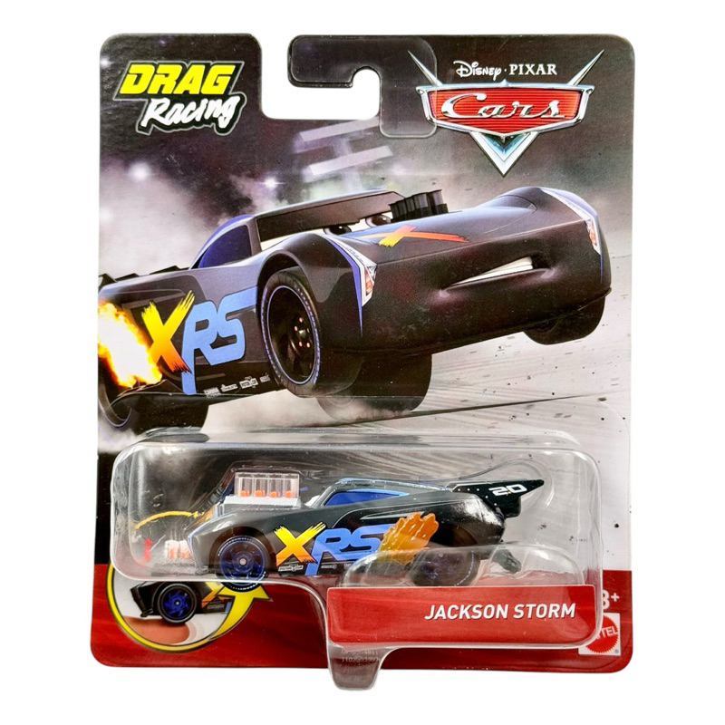 MATTEL | รถเหล็กจากการ์ตูน CARS - JACKSON STORM DRAG ลิขสิทธิ์แท้ 100%