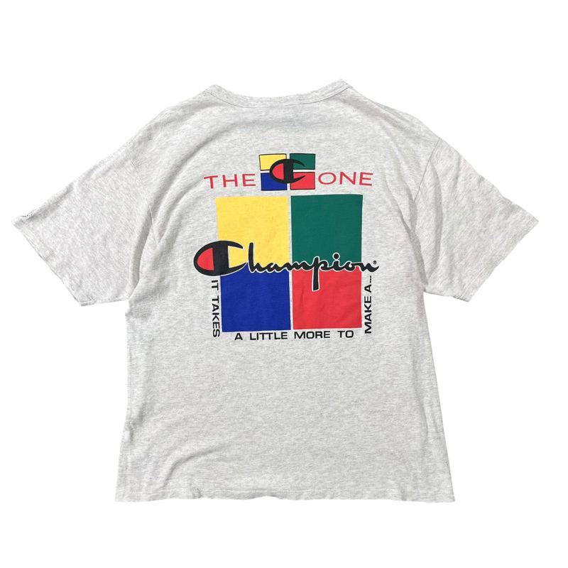 Vintage 90s Champion The One Big Logo Tee Rayon USA