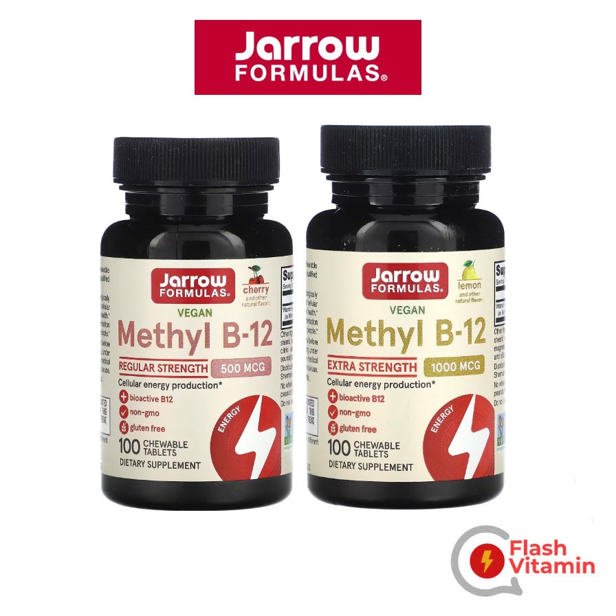<พร้อมส่ง> Jarrow Formulas, Methyl B-12, ขนาด 500 mcg และ 1,000 mcg, 100 เม็ดอม / วิตามินบี 12 Vitamin B12