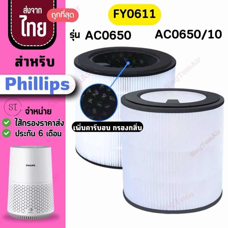 Hepa Filter 0611 ไส้กรองอากาศ สำหรับ Philips AC0650 AC0650/10 FY0611 ไส้กรอง สำหรับ ฟิลลิปAC0650