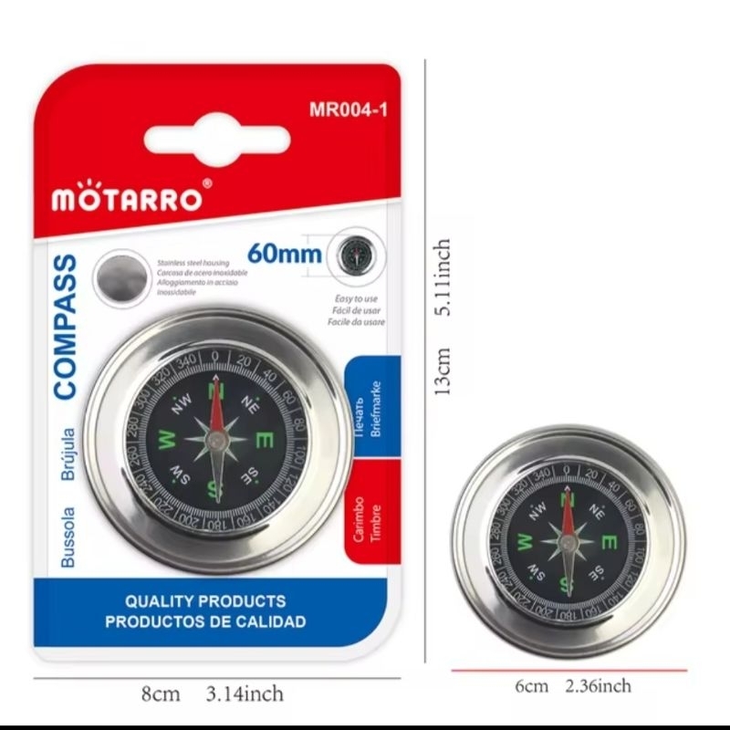 Motarro เข็มทิศพกพา1ชิ้น เข็มทิศอลูมิเนียมน้ำหนักเบา ขนาด 60 มิล