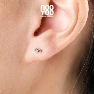 NooYoo ต่างหูสำหรับผิวแพ้ง่าย Mini Infinity Surgical Steel (สีขาว/สีทอง)