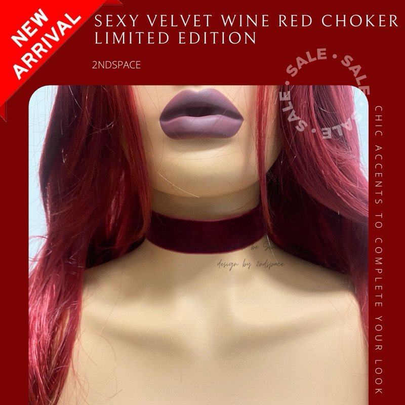 SALE โชคเกอร์กำมะหยี่เรียบหรู Burgundy Choker Limited สวยแซ่บ Sexy ซู่ซ่า พร้อมส่งนะค้า