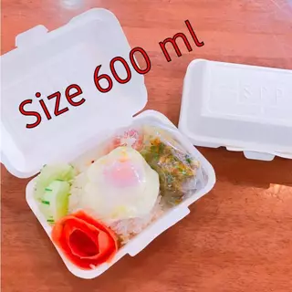 กล่องข้าวกระดาษ ใส่อาหาร เบอร์เกอร์ ขนม สีขาว ทนความร้อน กระดาษหนา food grade ตรากระดิ่ง spp