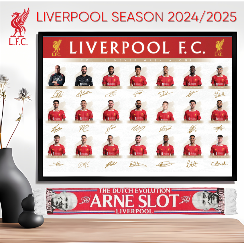 โปสเตอร์ ลิเวอร์พูล พร้อมลายเซ็นครบทั้งทีม ฤดูกาลล่าสุด - Liverpool FC Poster