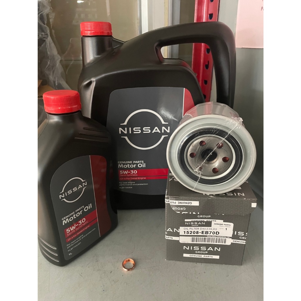 น้ำมันเครื่อง 10W30 7ลิตร กรองเครื่อง แหวนรอง นิสสัน นาวาร่า Nissan Navara อะไหล่แท้ ศูนย์ D23 D40 ชุดเปลี่ยนถ่าย