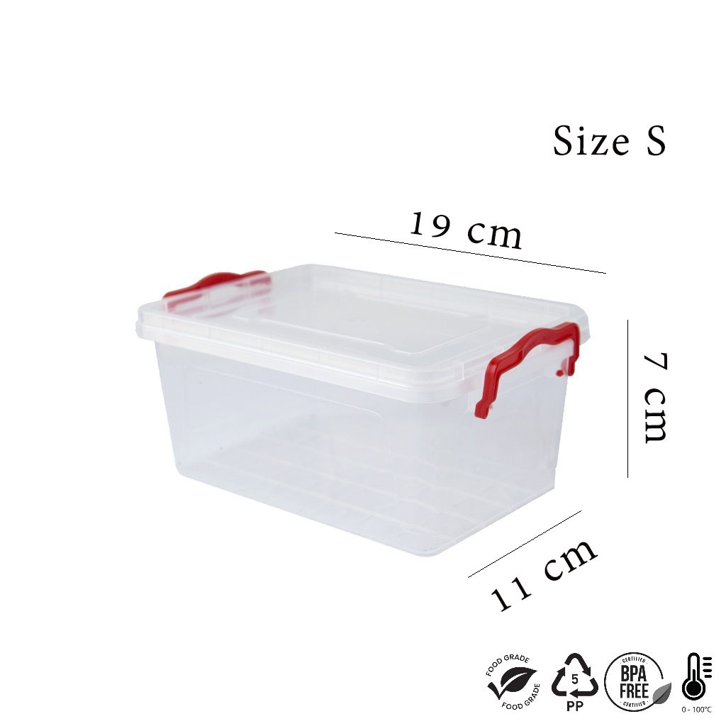 กล่องล็อคใส มีหูจับ กล่องอเนกประสงค์ ปราศจากสารก่อมะเร็ง สีขาวใส มี 4 ขนาด 1.2 ลิตร,3 ลิตร, 5 ลิตร,9 ลิตร คุณภาพดีเกรดA - รูปที่ 3
