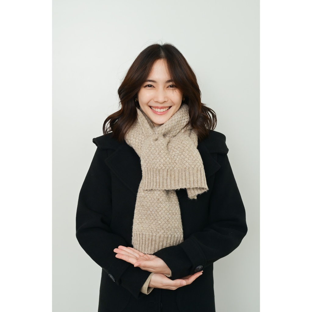 Cloud scarf - Snow begins ผ้าพันคอผืนยาวทอลาย 20%wool
