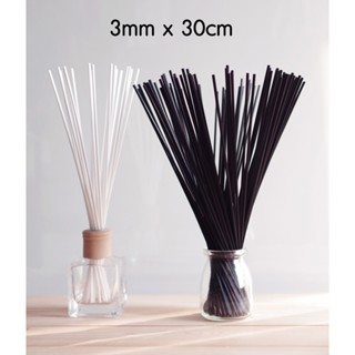 ก้านไฟเบอร์ดูดน้ำหอม 3mm ยาว 30cm 10/50 ก้าน สีดำ ขาว