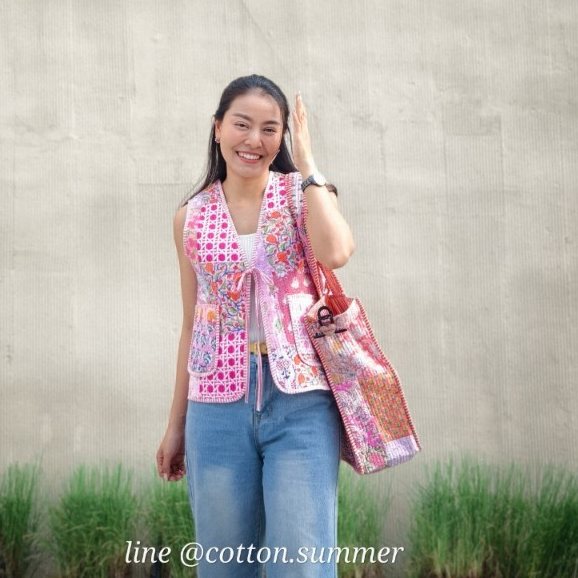 ( ส่งฟรี) Tata vest เสื้อกั๊กงาน patchwork สุดเก๋ มีลายละ 1 ตัวเท่านั้น