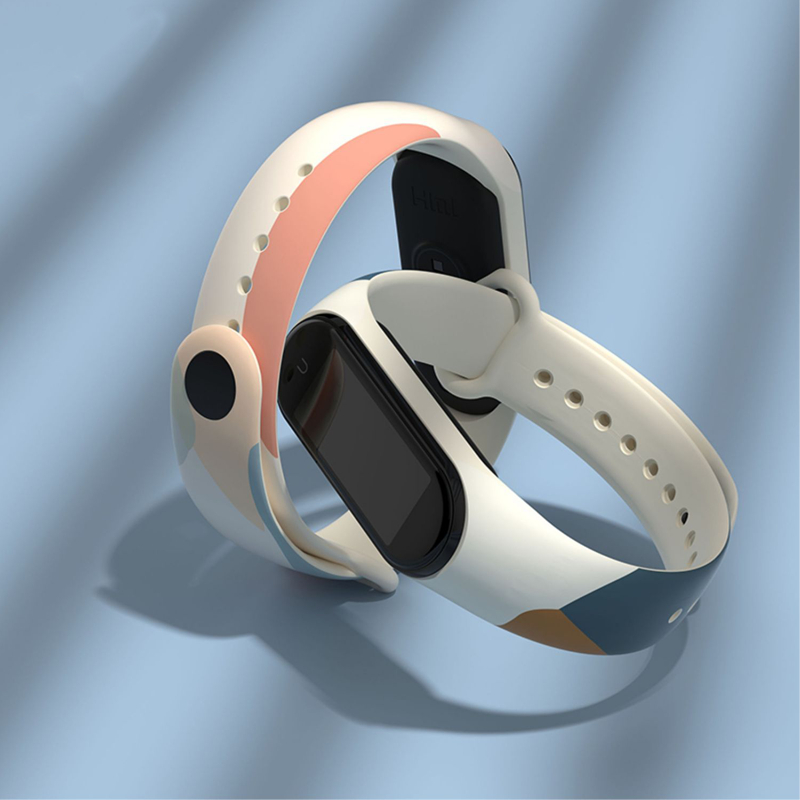 Mi abnd3/4 Morandi สายรัดซิลิโคนลายสายรุ้งสี Xiaomi band 5/6/7 สายรัดทดแทนระบายอากาศได้