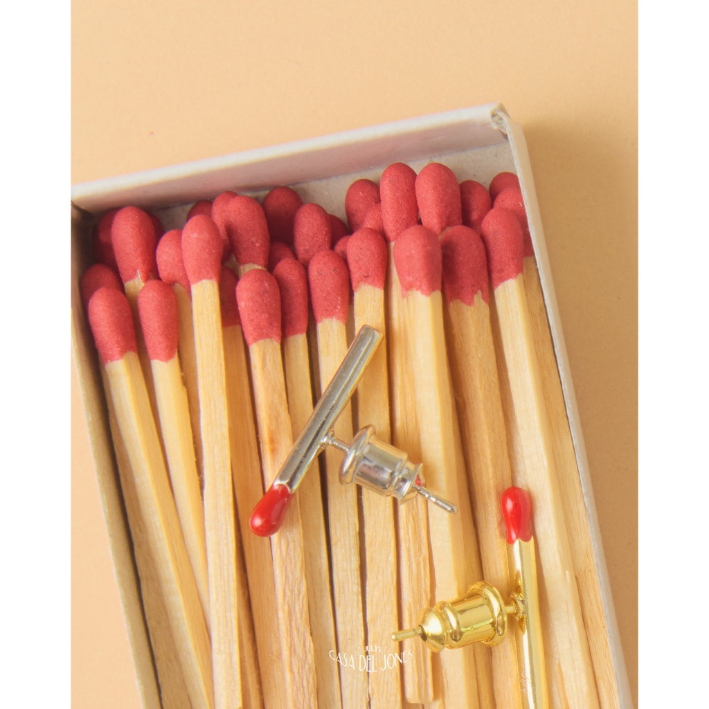 Julys - miniature matchstick earrings