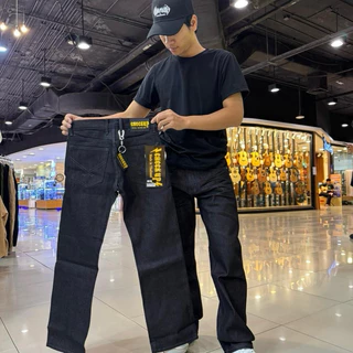 กางเกงยีนส์ขากระบอกใหญ่ผ้าดิบ ปั้นเฟดง่าย ป้ายCHECKUPแถมป้าย+ตะขอฟรี