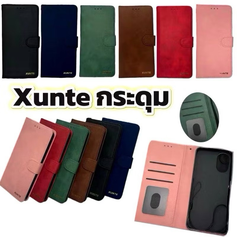 เคสหนังฝาพับใช้สำหรับ OPPO A57/A77/A77S/A74/A95/A12/A5S/A7/F9 มีช่องใส่บัตรเยอะ