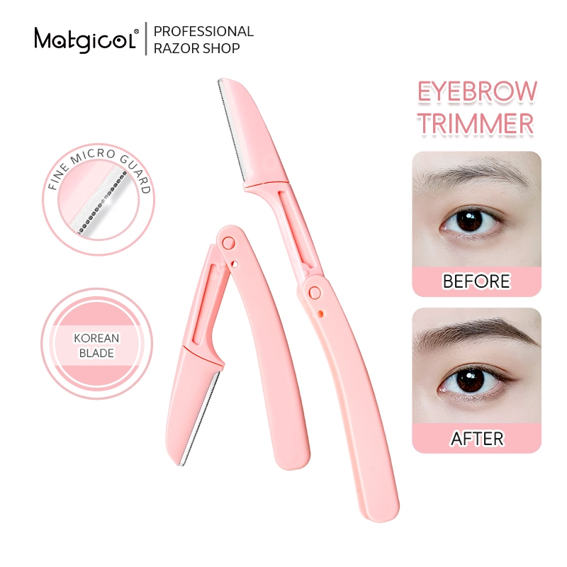 Matgicol 3pcs มีดกันคิ้ว พกพาสะดวก ทนทาน Foldable Eyebrow Trimmer มีดโกนคิ้ว